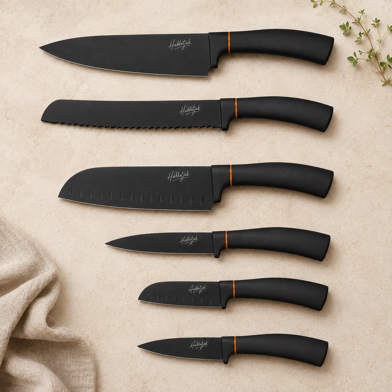 Complete 6-delige zwarte set