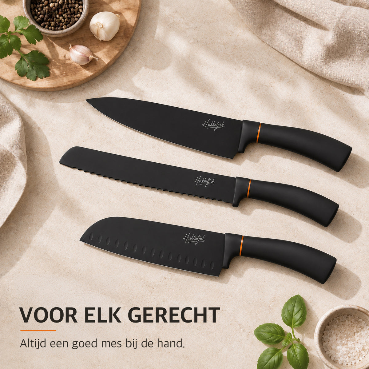 Complete 6-delige zwarte set
