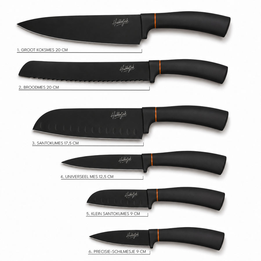 Complete 6-delige zwarte set